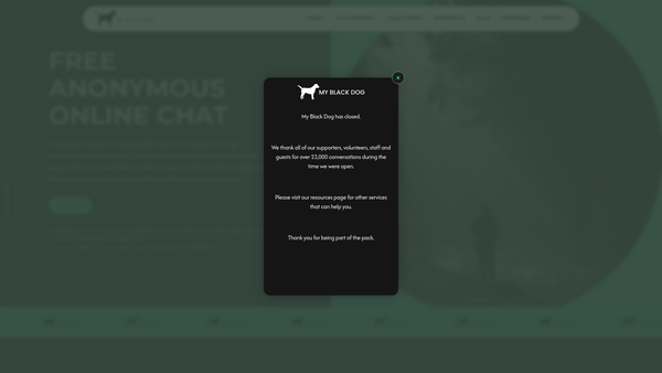Screenshot of the My Black Dog website