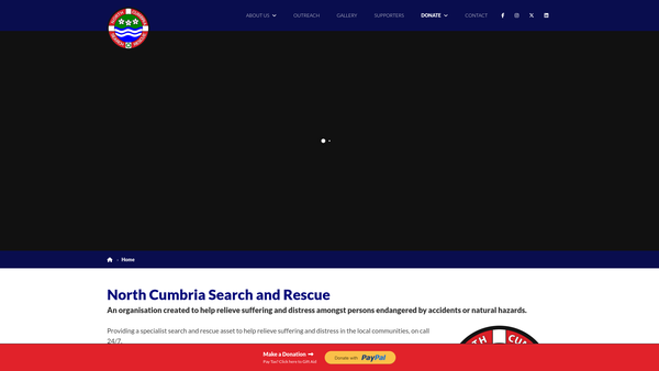 Screenshot of the North Cumbria Search and Rescue website