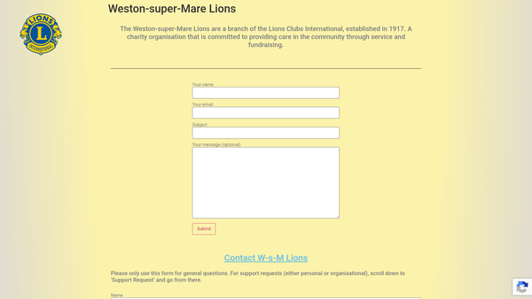 Screenshot of the Weston-Super-Mare Lions Club (CIO) website