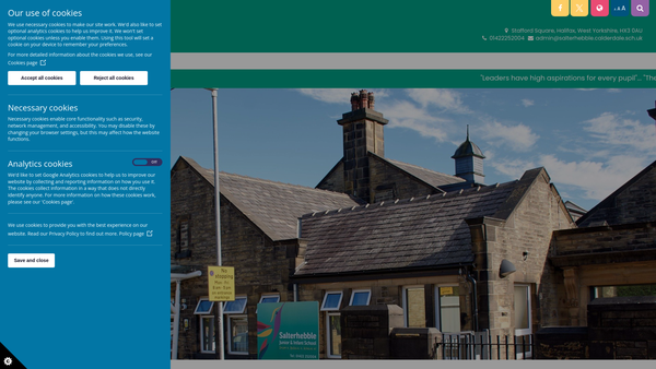 Screenshot of the Salterhebble Junior And Infant School PTFA website