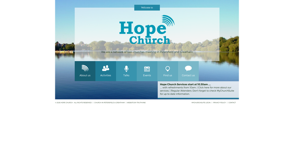 Screenshot of the Hope Church Network website