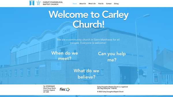 Screenshot of the Carley Evangelical Baptist Church website