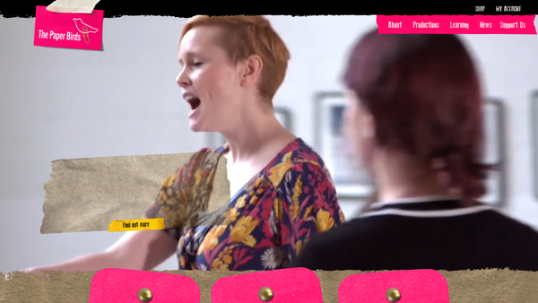 Screenshot of the The Paper Birds Theatre Company website