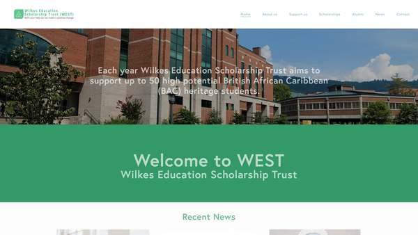 Screenshot of the Wilkes Education Scholarship Trust (West) website
