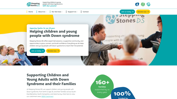 Screenshot of the Stepping Stones Ds website