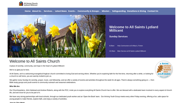Screenshot of the The Parochial Church Council Of The Ecclesiastical Parish North West Swindon And Lydiard Millicent website