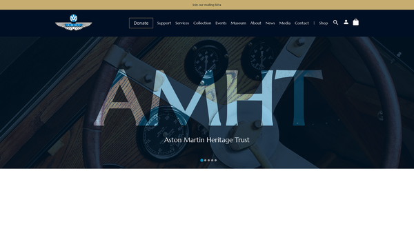 Screenshot of the The Aston Martin Heritage Trust website