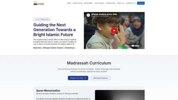 Screenshot of the Alfurqan Academy website