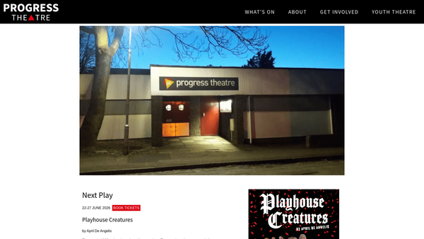 Screenshot of the Progress Theatre website
