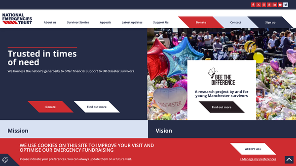 Screenshot of the National Emergencies Trust website