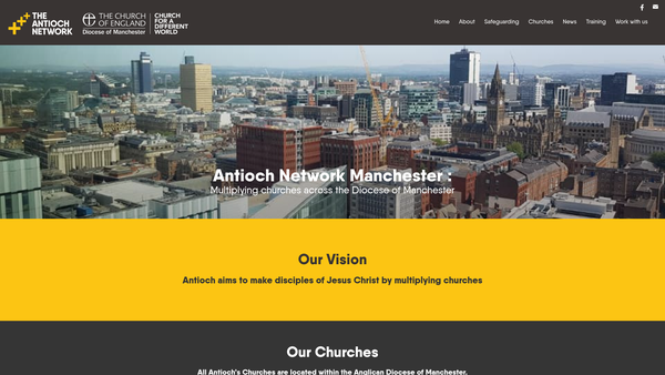 Screenshot of the Antioch Network Manchester website