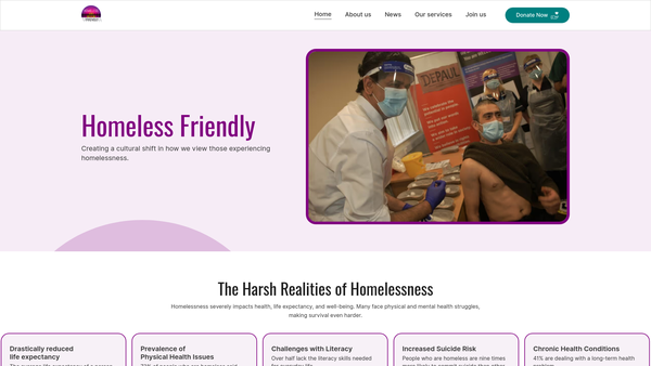 Screenshot of the Homeless Friendly website