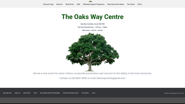 Screenshot of the South Carshalton Seniors Centre website