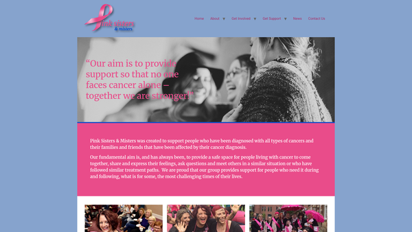 Screenshot of the Pink Sisters Staffs Breast Cancer Support Group website