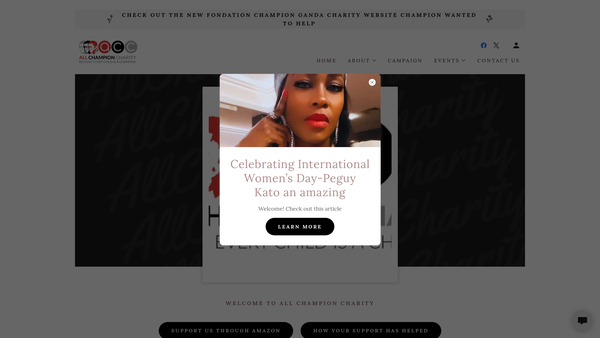 Screenshot of the All Champion's Charity website