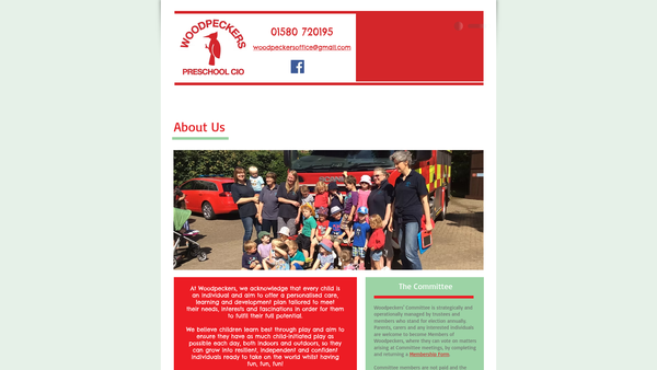 Screenshot of the Woodpeckers Preschool CIO website