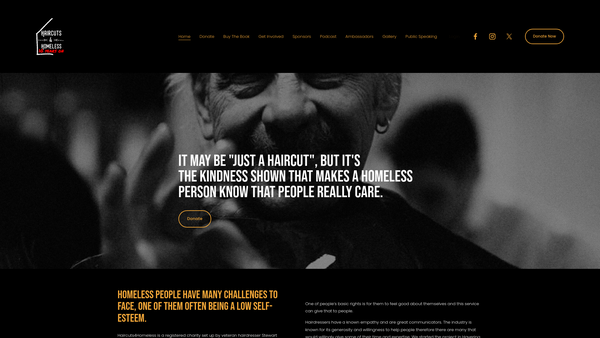 Screenshot of the Haircuts4homeless Limited website