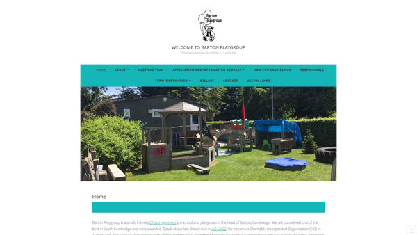 Screenshot of the Barton Playgroup CIO website