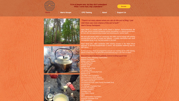 Screenshot of the Heart Wood website
