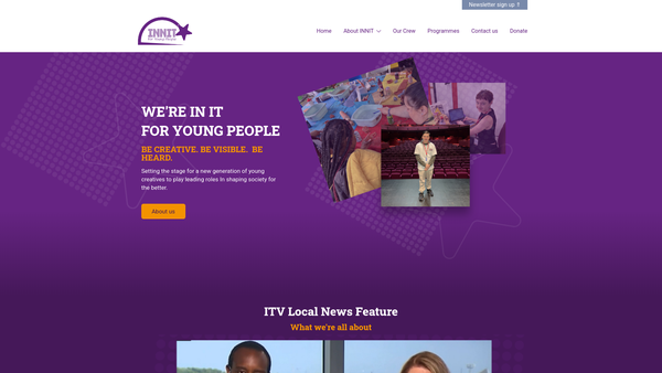 Screenshot of the Innit For Young People website