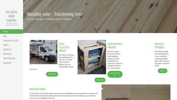 Screenshot of the The Useful Wood Company website
