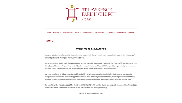 Screenshot of the The Parochial Church Council Of The Ecclesiastical Parish Of St. Lawrence With St. Nicholas, York website