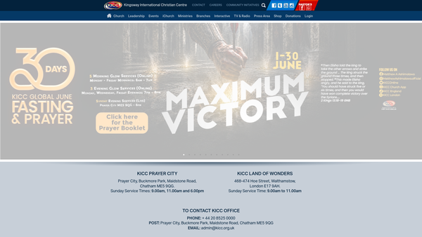Screenshot of the Kicc King's Praise Assembly website