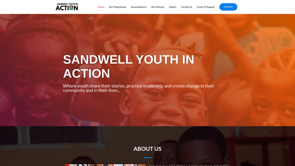 Screenshot of the Sandwell Youth In Action website