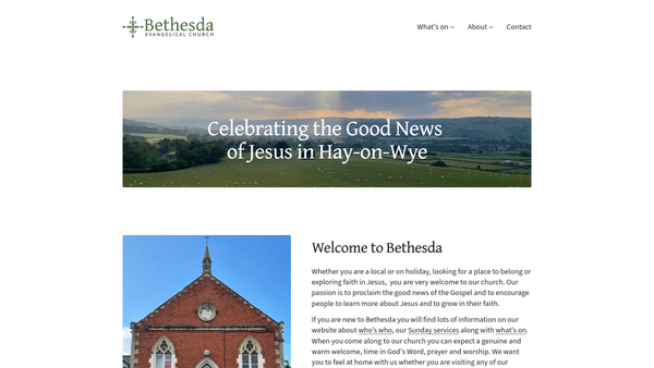 Screenshot of the Bethesda Evangelical Church, Hay On Wye website