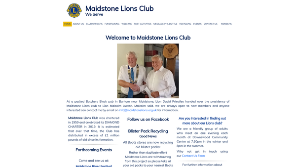 Screenshot of the Maidstone Lions Club website