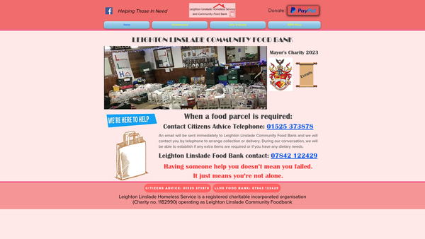 Screenshot of the Leighton-Linslade Homeless Service website