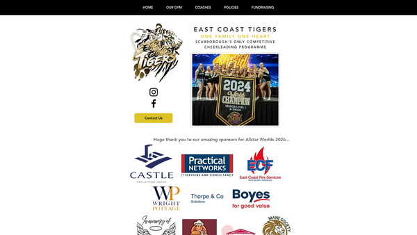 Screenshot of the East Coast Tigers website