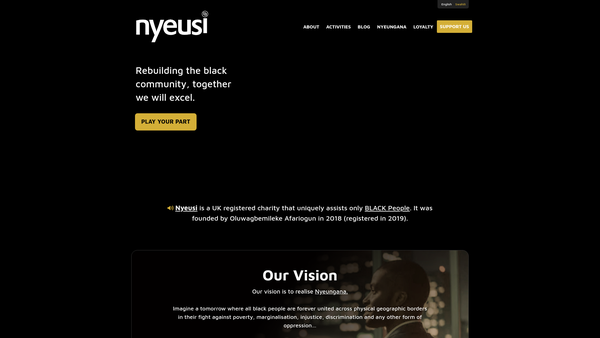 Screenshot of the Nyeusi website