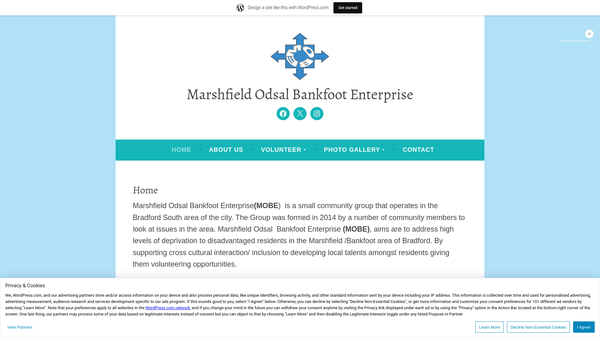 Screenshot of the Marshfield Odsal Bankfoot Enterprise (Mobe) website
