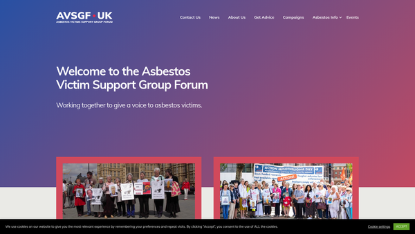 Screenshot of the The Asbestos Victims Support Groups' Forum UK website