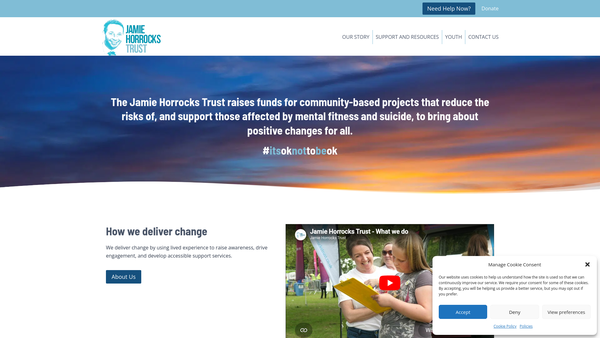 Screenshot of the Jamie Horrocks Trust website