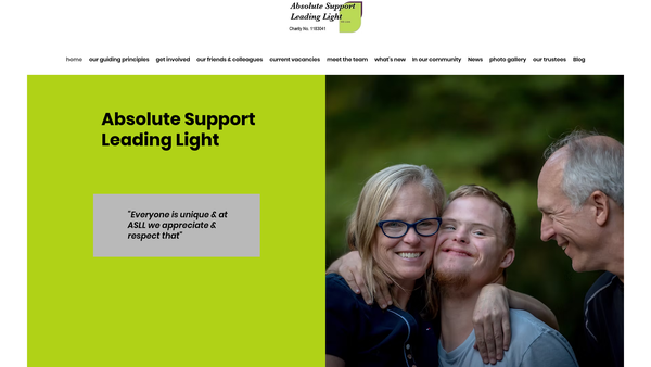 Screenshot of the Absolute Support Leading Light website