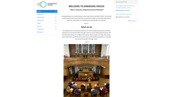 Screenshot of the Emerging Voices website