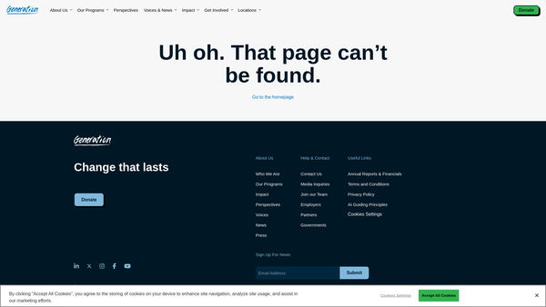 Screenshot of the Generation: You Employed, UK website