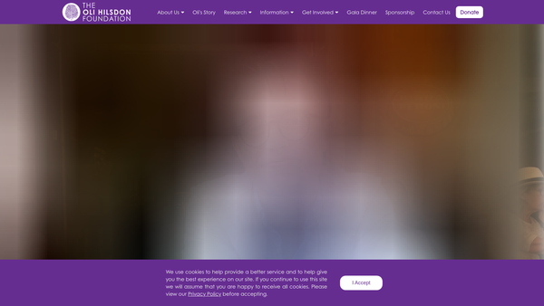 Screenshot of the The Oli Hilsdon Foundation website