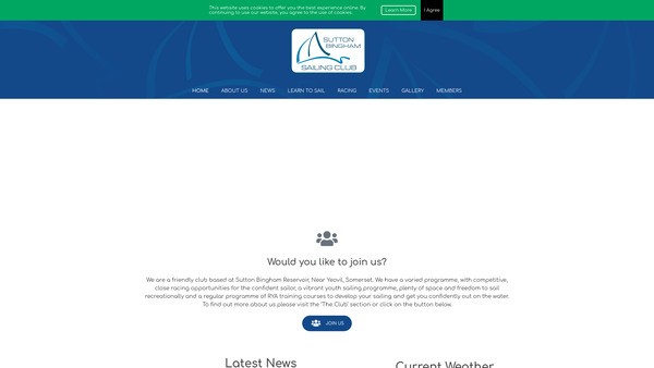Screenshot of the Sutton Bingham Sailing Club website