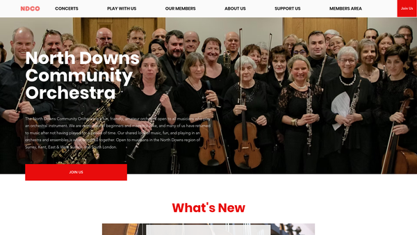 Screenshot of the North Downs Community Orchestra website