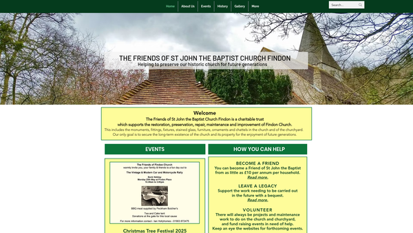 Screenshot of the Friends Of St John The Baptist Church, Findon website