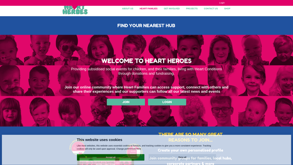 Screenshot of the Heart Heroes website