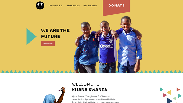 Screenshot of the Kijana Kwanza (Young People First) website