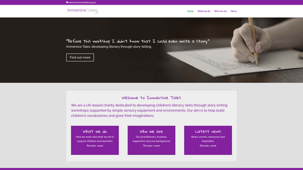 Screenshot of the Immersive Tales website