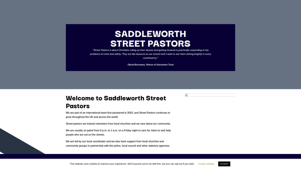 Screenshot of the Saddleworth Street Pastors website