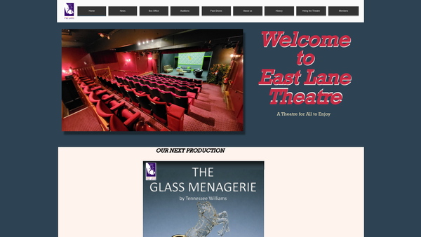 Screenshot of the East Lane Theatre Club website