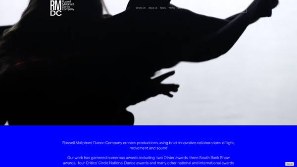 Screenshot of the Russell Maliphant Dance Company website