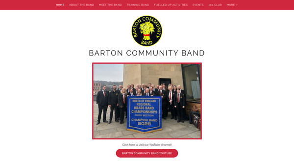 Screenshot of the Barton Community Band website